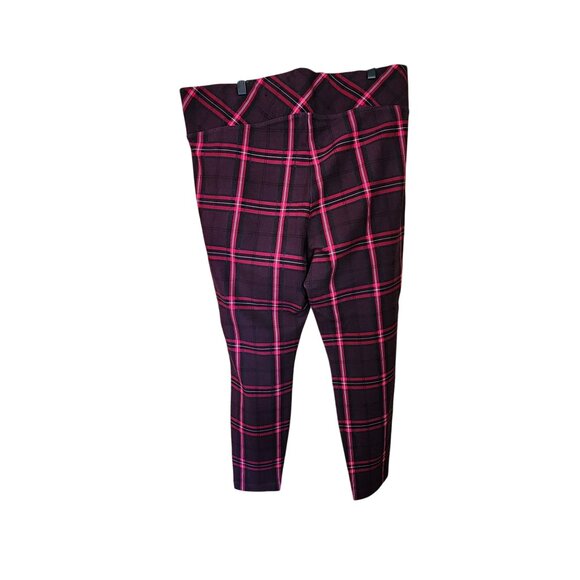 Torrid Pixie Plaid Pants Size 2R Stretch High Waist Leggings Red & Black Checker - Picture 2 of 3
